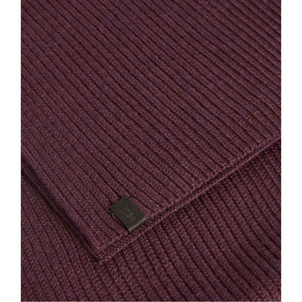 Allsaints Men's Narrow Rib Merino Wool Scarf - Maroon Red